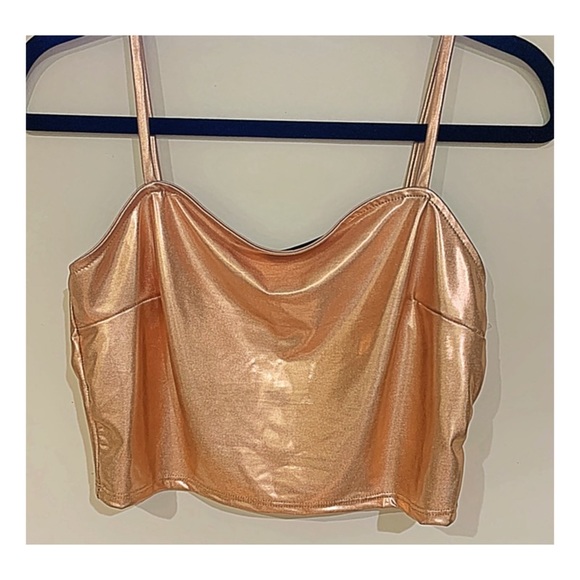 FOCUS Blouse Spaghetti straps Rose Good Metallic Rose Gold Size L - Picture 2 of 6